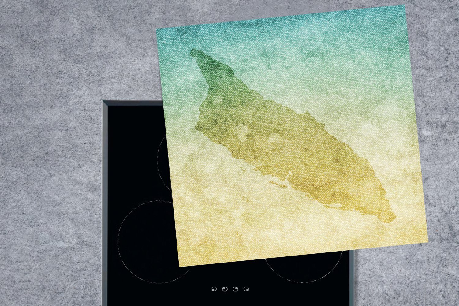 küche Vinyl, Eine Herdblende-/Abdeckplatte für Ceranfeldabdeckung, von (1 Illustration einem Arbeitsplatte Aruba MuchoWow tlg), 78x78 farbigen auf cm, Hintergrund,
