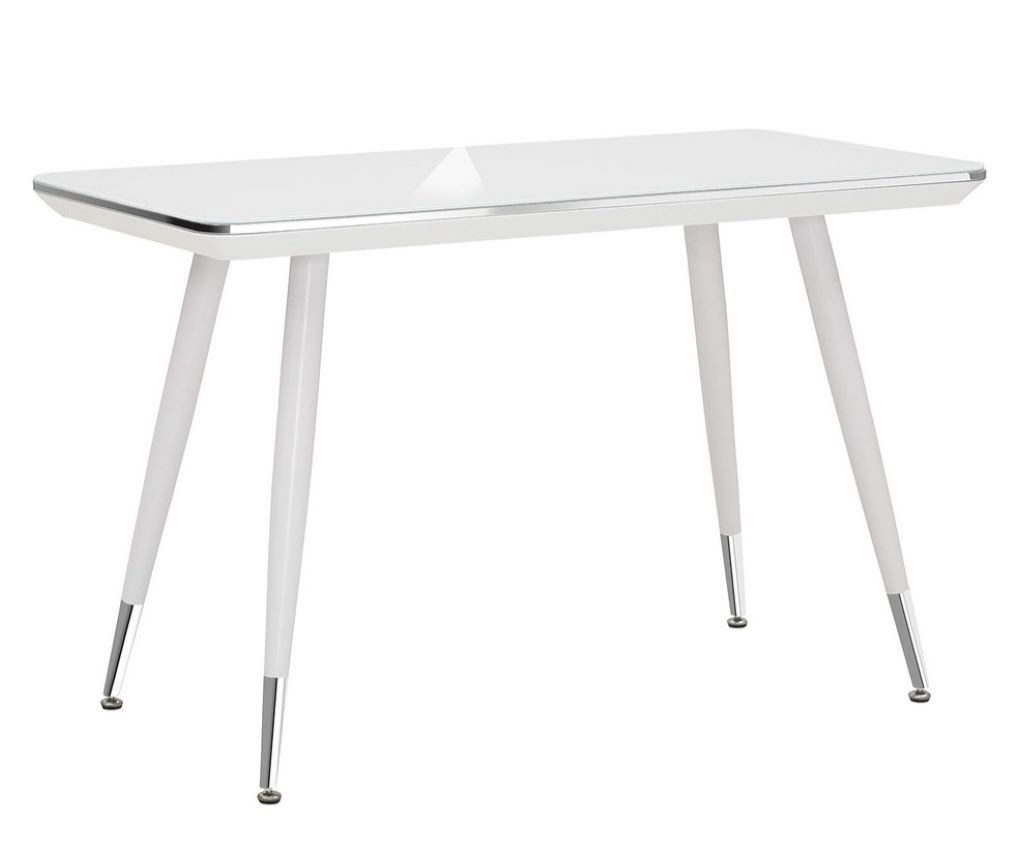 Maja Möbel Schreibtisch Deignermodell mit Glasplatte weiß, 73*120cm, stabil, elegant