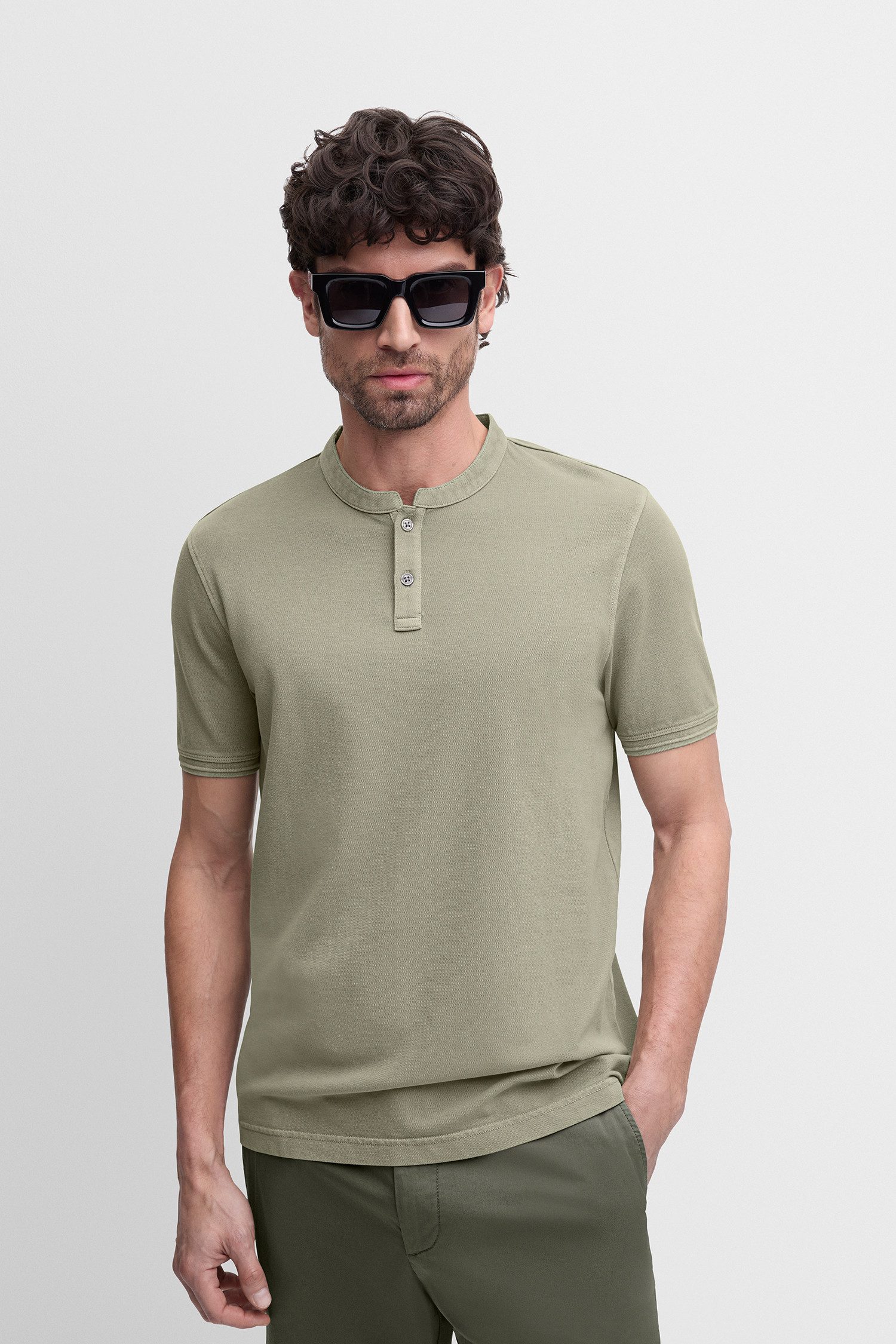 Cinque T-Shirt CILANO Rundhalsausschnitt mit kurzer Knopfleiste, Relaxed Fit