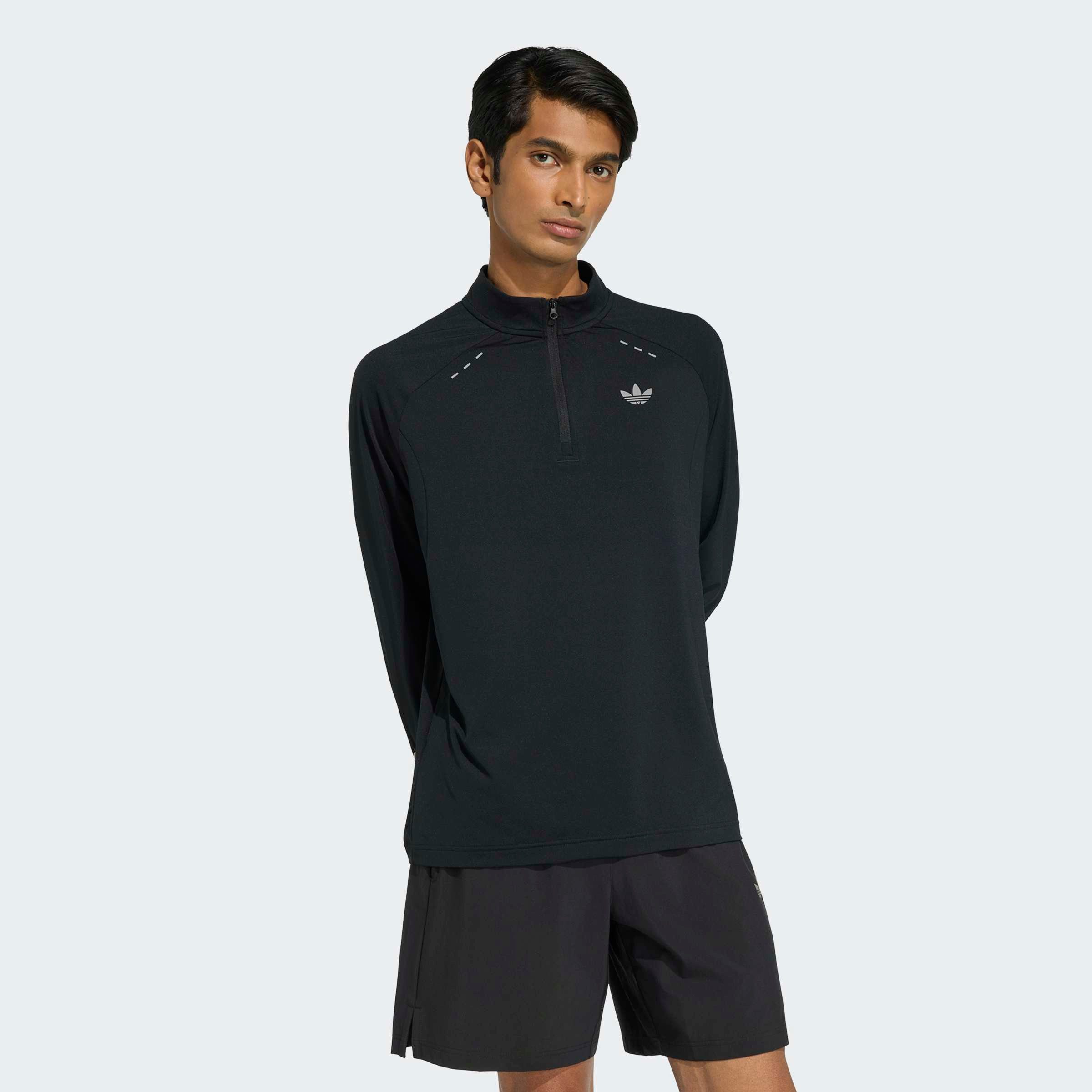 adidas Originals Langarmshirt TECH TREFOIL ESSENTIALS, REISSVERSCHLUSS BIS ZUR BRUST für Erwachsene, mit Rundhalsausschnitt, ohne Verschluss