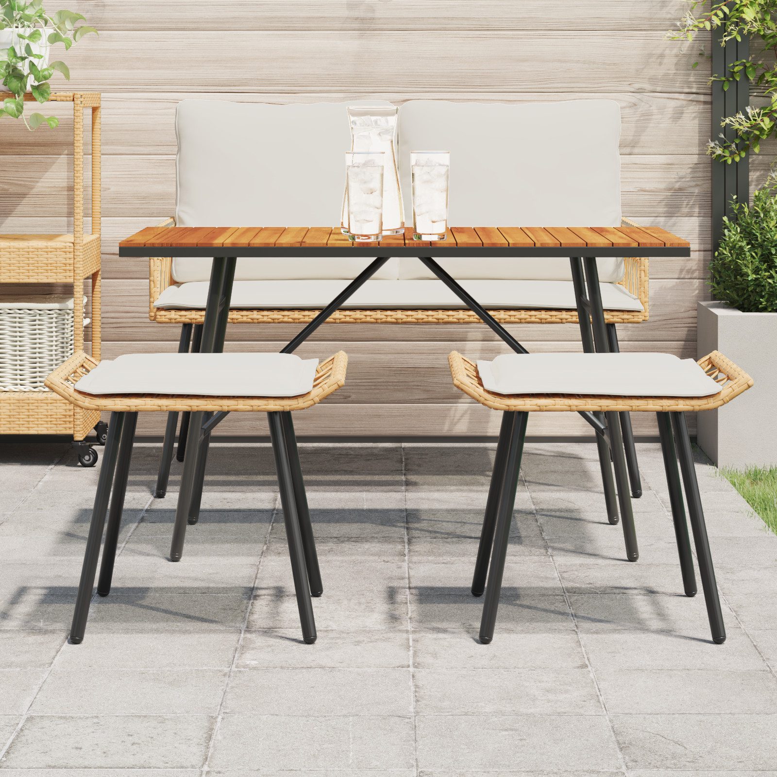 vidaXL Hocker Gartenhocker 2 Stk. Natur günstig online kaufen