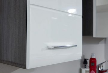 Furn.Design Hängeschrank Lemos (Badschrank in weiß Hochglanz und Rauchsilber grau, 30 x 77 cm) Türanschlag wechselbar