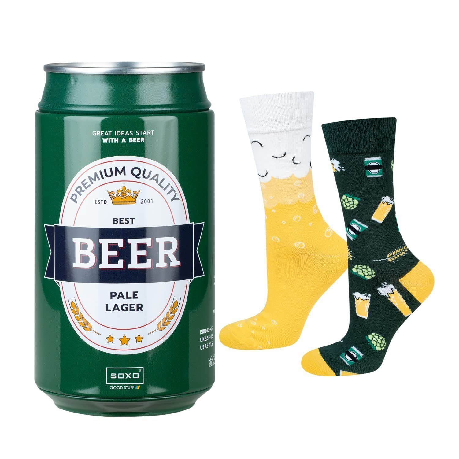 Soxo Socken Bier Geschenke Für (Dose, Männer Pale kuschelig Lager Set) weich