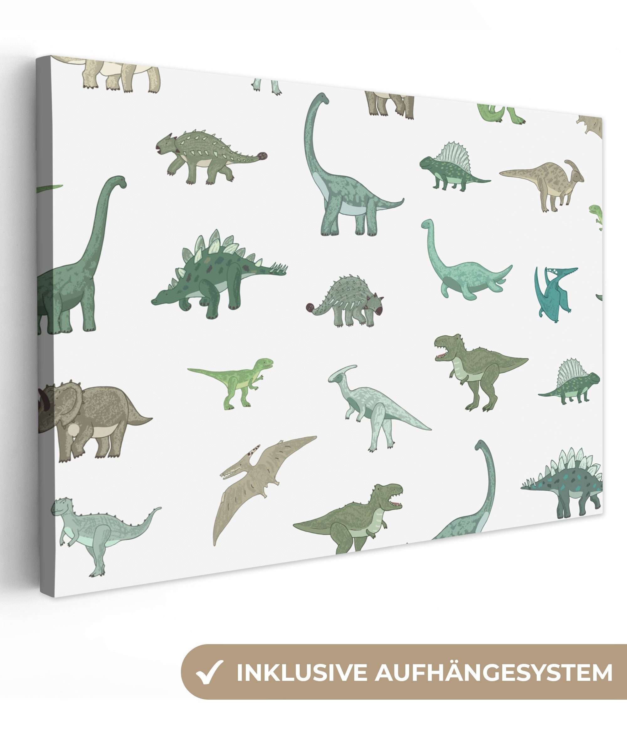 OneMillionCanvasses® Leinwandbild Dinosaurier - Grün - günstig online kaufen