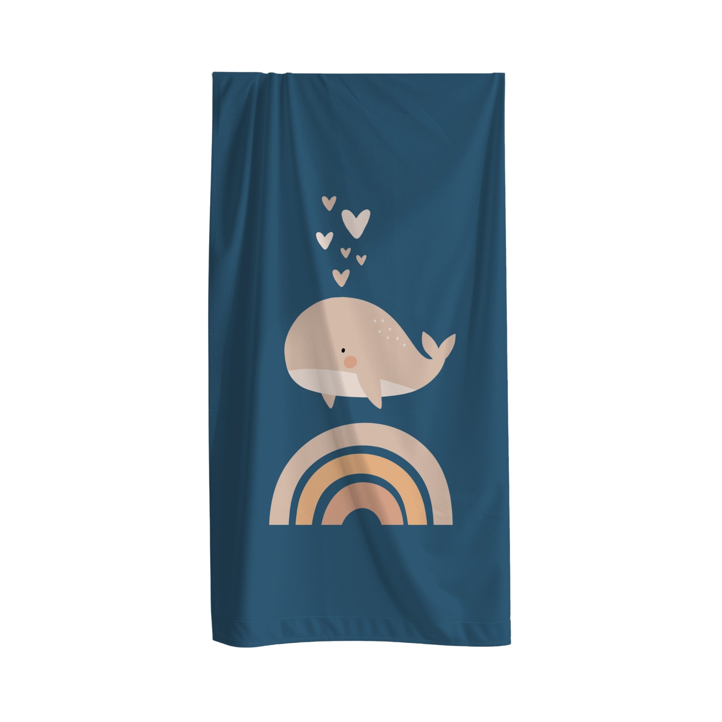MTOnlinehandel Strandtuch Kinder • 70x140 cm • Schnelltrocknend, Baumwolle & Mikrofaser Mix (1-St), Badetuch • Weich & Saugfähig • Strand • Meer • Wal