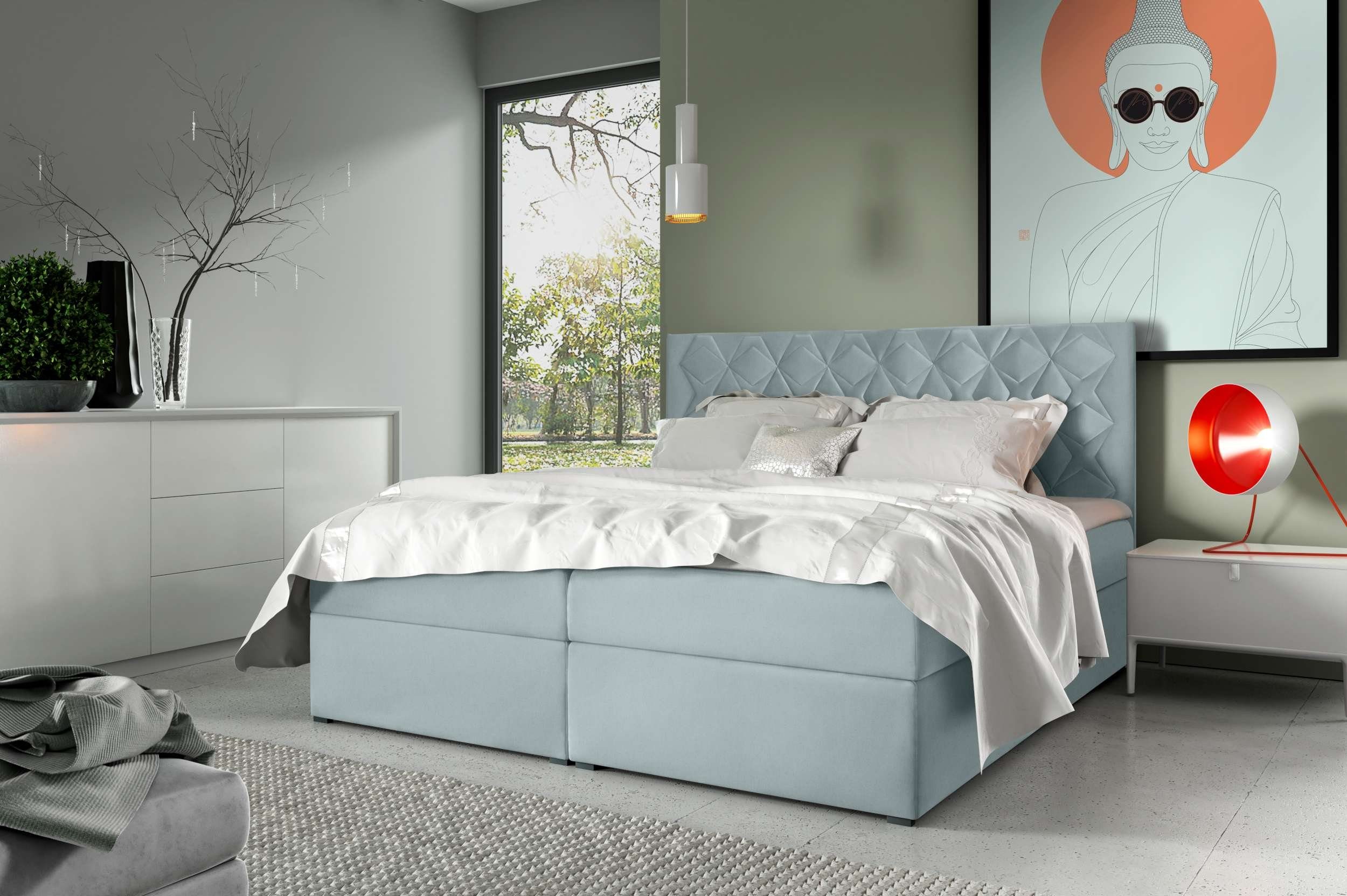 99rooms Boxspringbett Tiziano (Schlafzimmerbett, Bett), mit Bonellfederkern Matratze, Topper, Bettkasten, Kopfteil gepolstert