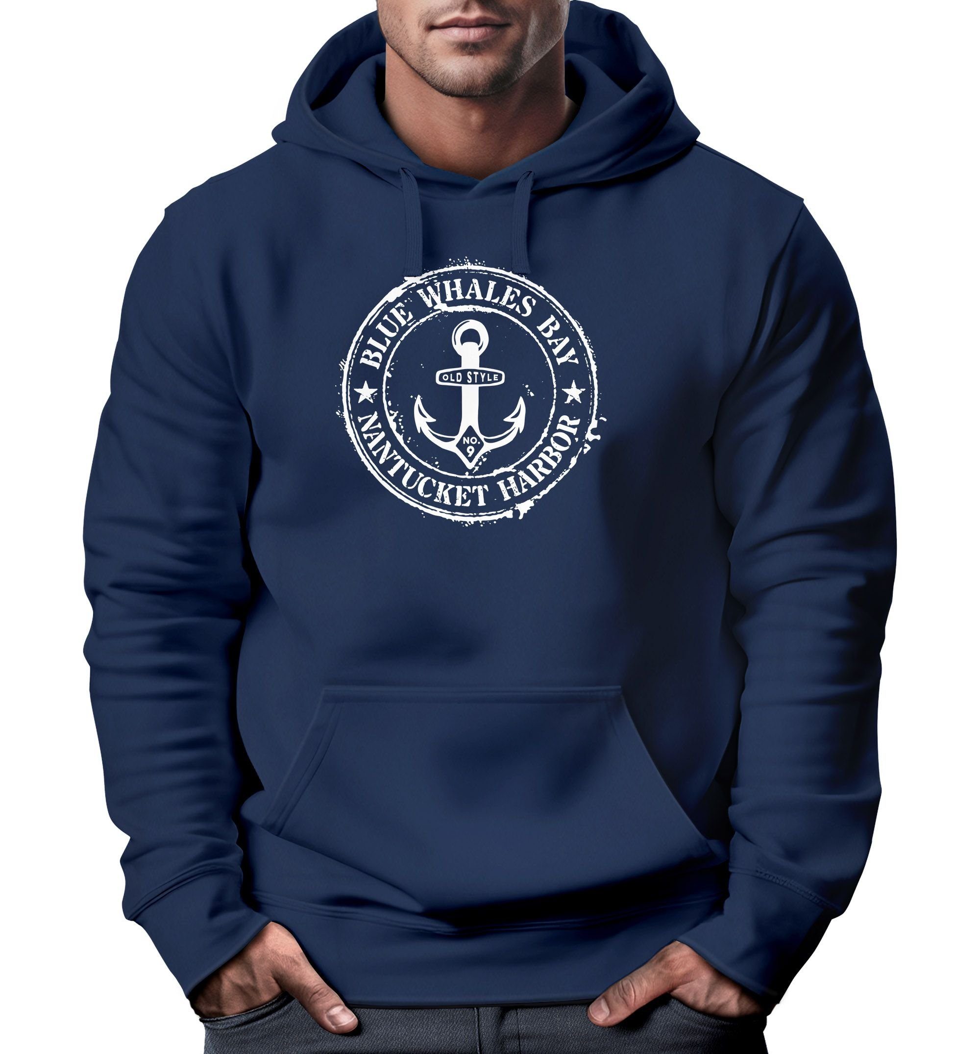 Neverless Hoodie Hoodie Herren maritimes Anker Motiv Anchor Print Vintage S günstig online kaufen
