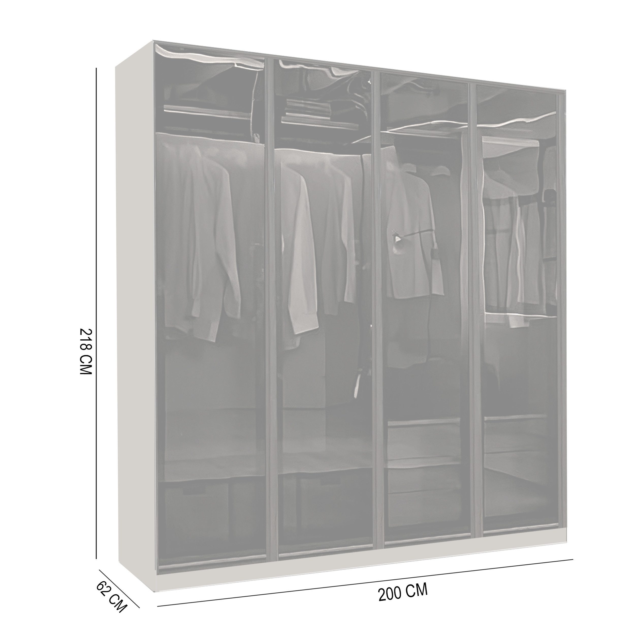 Palms-Store Drehtürenschrank Kleiderschrank Monaco mit Glasrahmentüren 3 Br günstig online kaufen