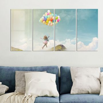 DEQORI Glasbild 'Mädchen an Luftballons', 'Mädchen an Luftballons', Glas Wandbild Bild schwebend modern