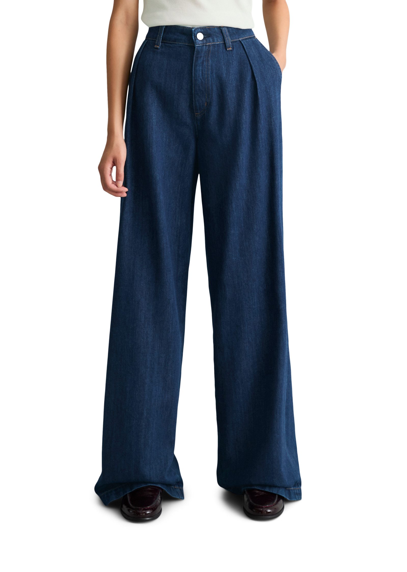 Marc O'Polo DENIM Weite Jeans Bundfalten-Jeans wide made with Orange Fiber