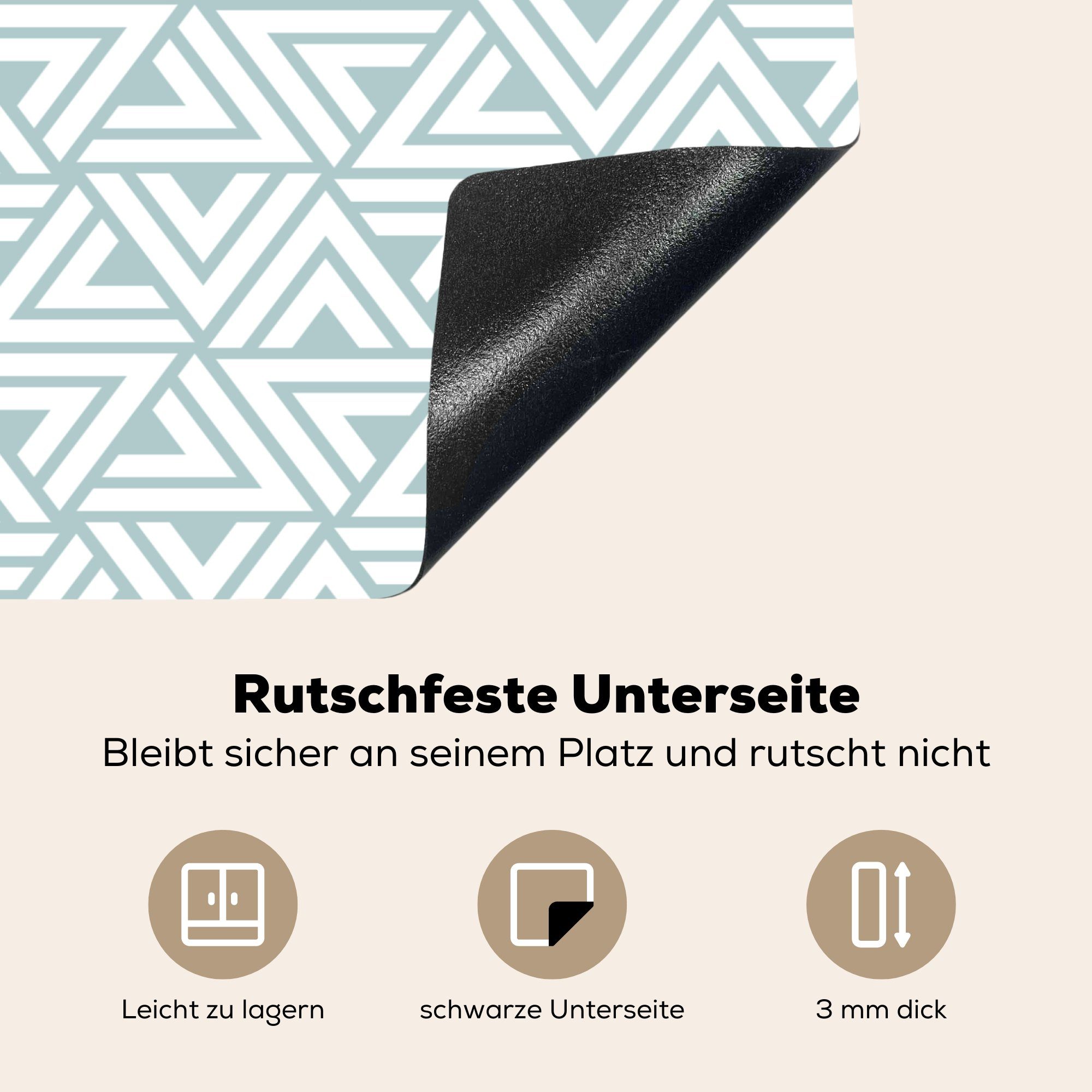 MuchoWow Herdblende-/Abdeckplatte Muster Linie (1 tlg), für Küchen Induktionskochfeld Induktionsherd, Vinyl, - Grün, 58x51 cm, Design - - Dekoration