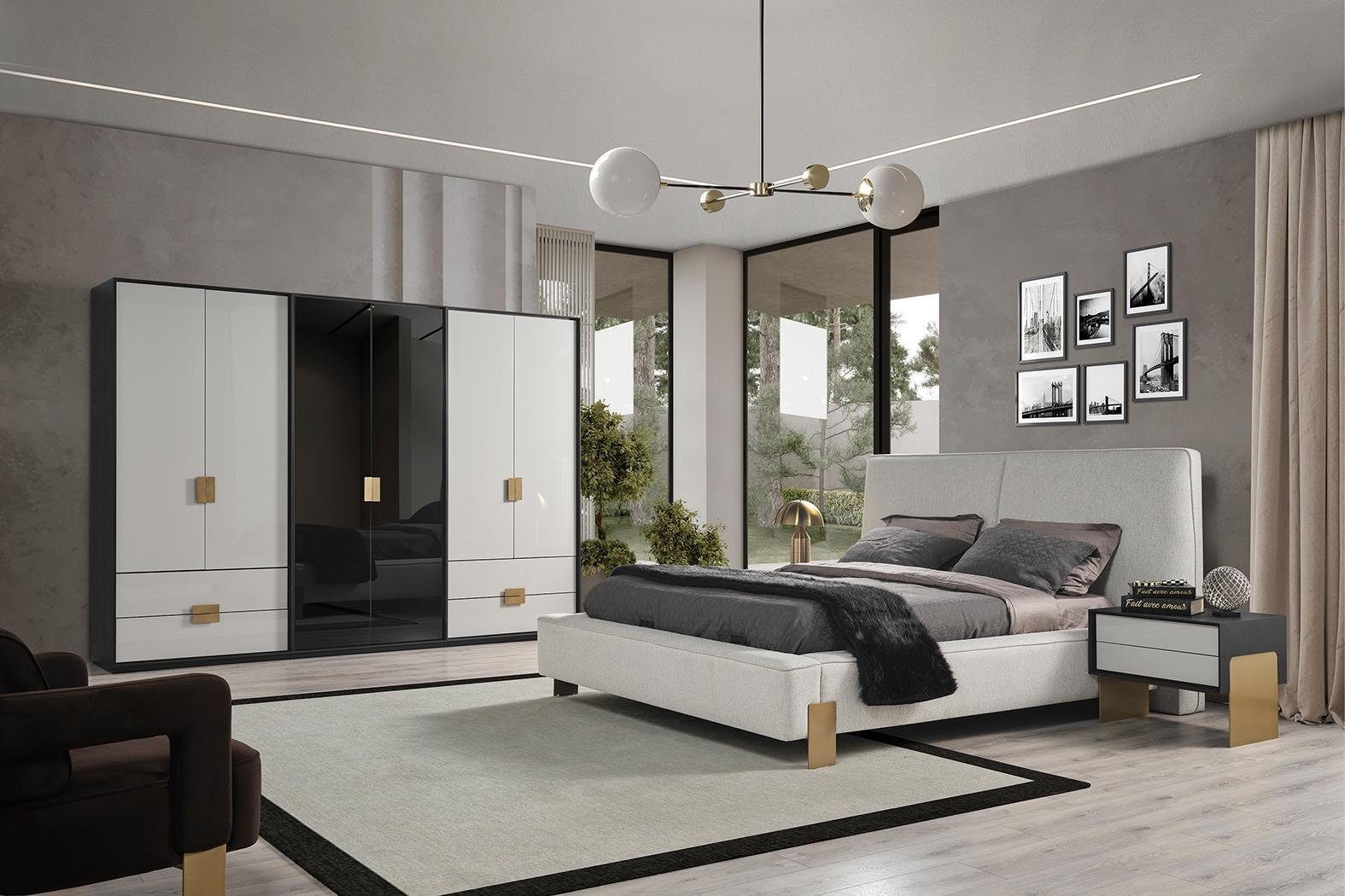 JVmoebel Schlafzimmer-Set Schlafzimmer Set Bett 2x Nachttische Kleiderschrank Luxus neu 4tlg., Made In Europe