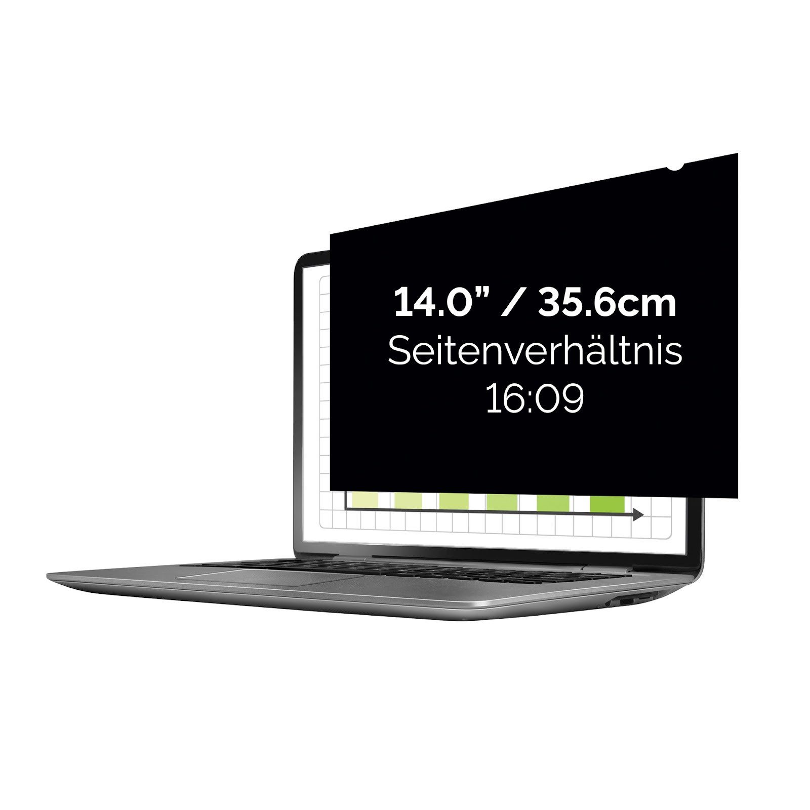 FELLOWES Displayschutzfolie PrivaScreen Laptop-Sichtschutzfilter für Laptop 14,0 Zoll (16:9), 1 Stück, 31,01 x 17,57 cm, Blaulichtfilter, DSGVO-konform