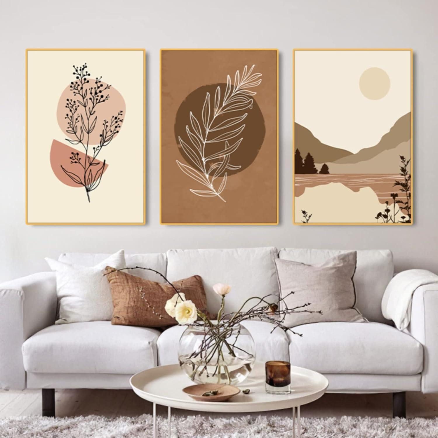 LuxusKollektion Poster Poster 3er Set Wandbilder Boho Wohnzimmer Schlafzimmer 21x30cm B