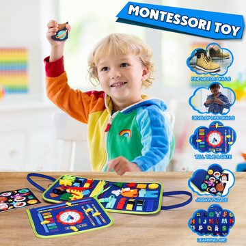 Cbei Lernspielzeug Busy Board für Kinder - Activity Board Montessori Spielzeug (Montessori Spielzeug ab 1 Jahr, 1-St., Motorik Lernspielzeug Kleinkind Sensorik Spielzeug Quiet Book), für 1 2 3 4 5 Jahre Junge und Mädchen