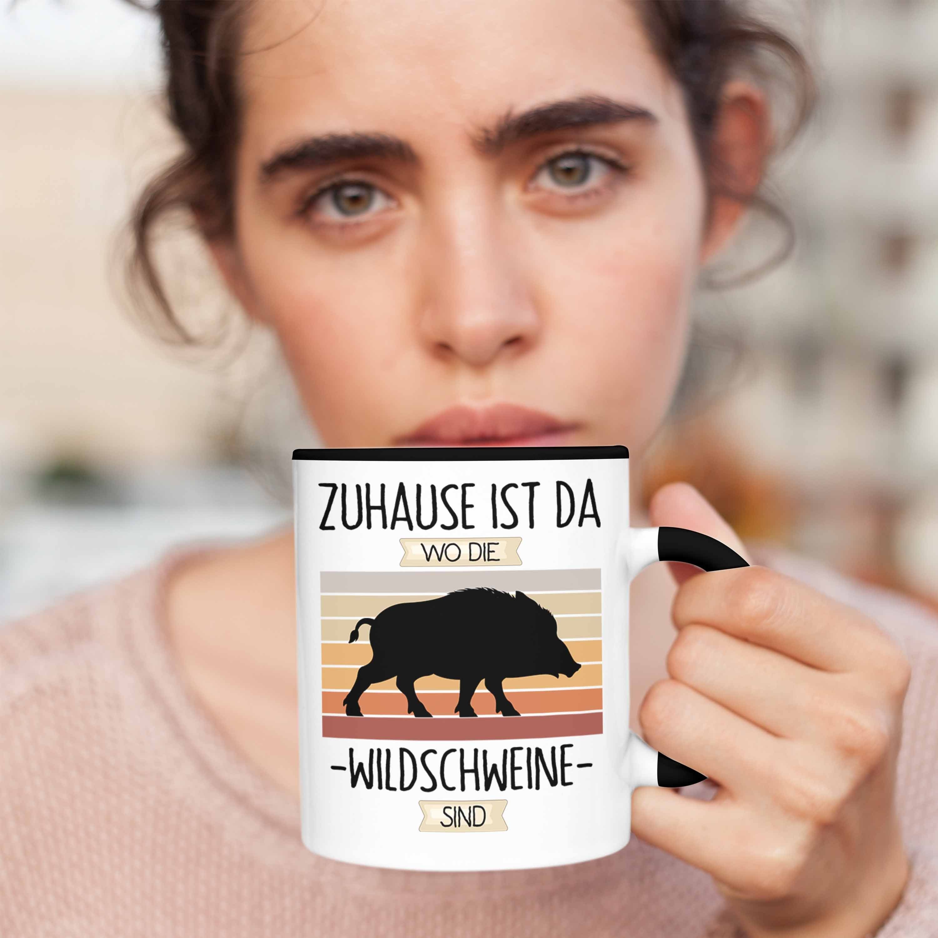 Geschenk Trendation Da Geschenkidee Tasse Schwarz Tasse Jäger Di Spruch Wo Zuhause Lustiger Ist