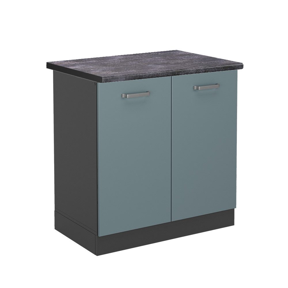 Vicco Spülenunterschrank R-Line Blau-Grau/Anthrazit 80 cm AP Anthrazit günstig online kaufen
