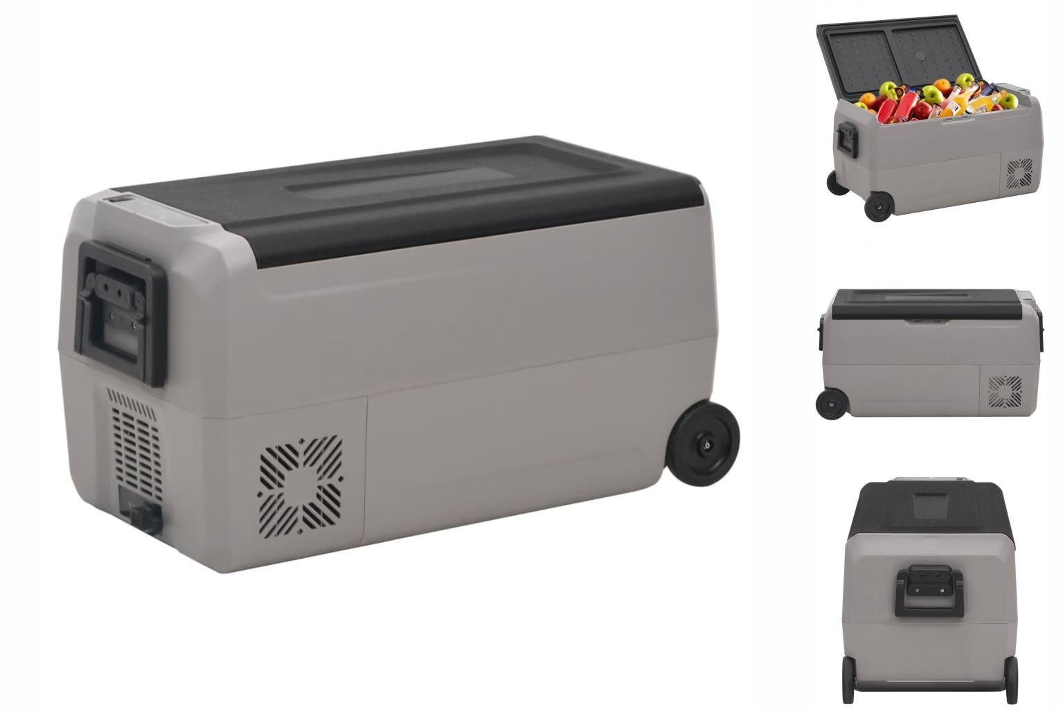 Kühlbox mit Grau Kühlbox Van Camping Kompressor 60 Rollen L vidaXL Griff und Schwarz