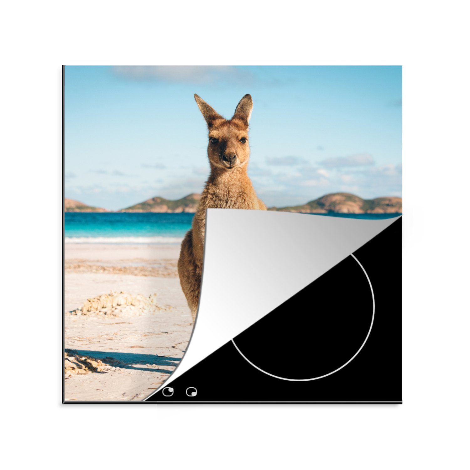 MuchoWow tlg), Vinyl, Arbeitsplatte küche Meer, - Ceranfeldabdeckung, cm, 78x78 (1 für - Strand Herdblende-/Abdeckplatte Känguru