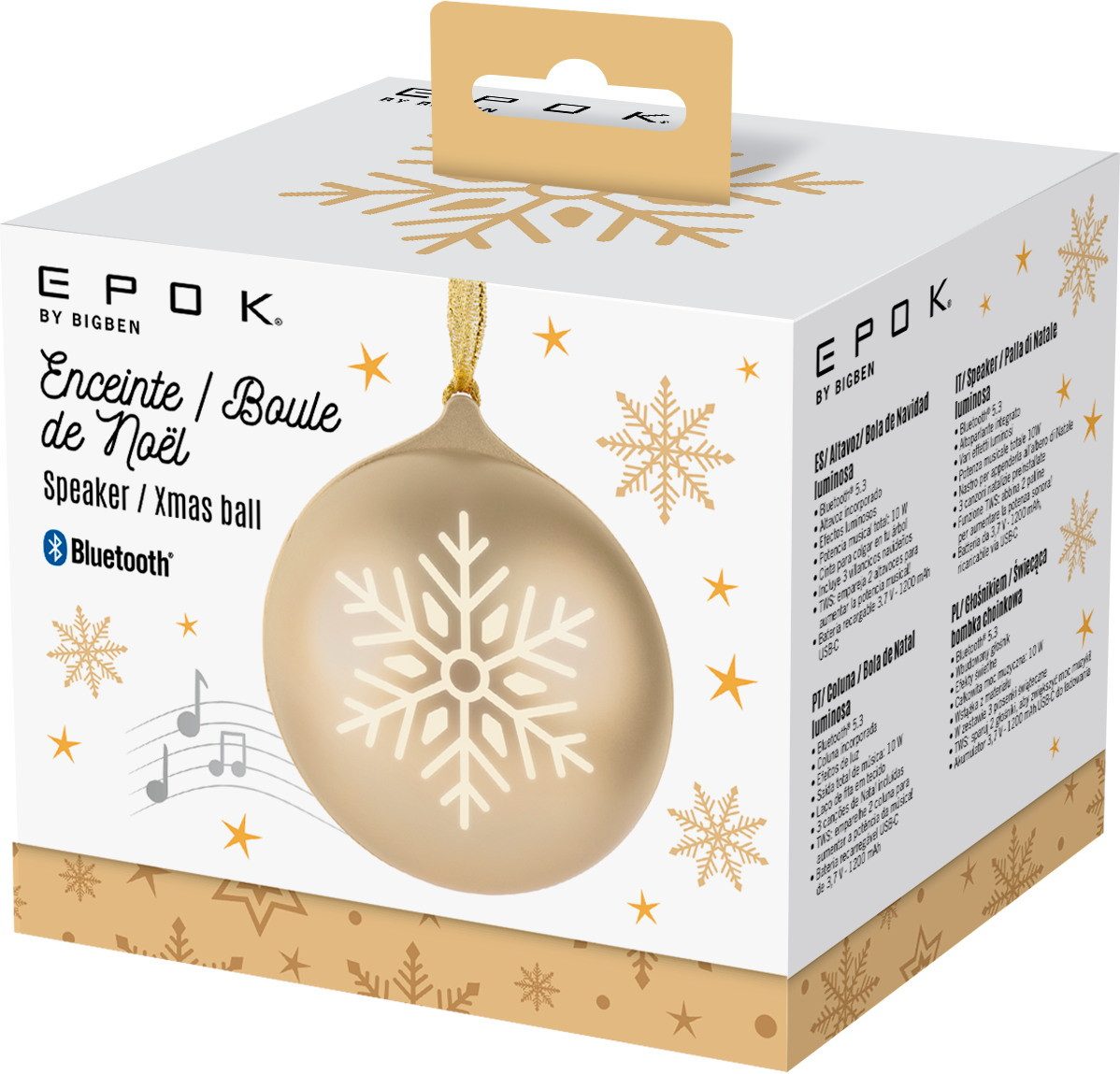 BigBen Bluetooth portabler Lautsprecher EPOK Weihnachtskugel gold AU390094 Bluetooth-Lautsprecher