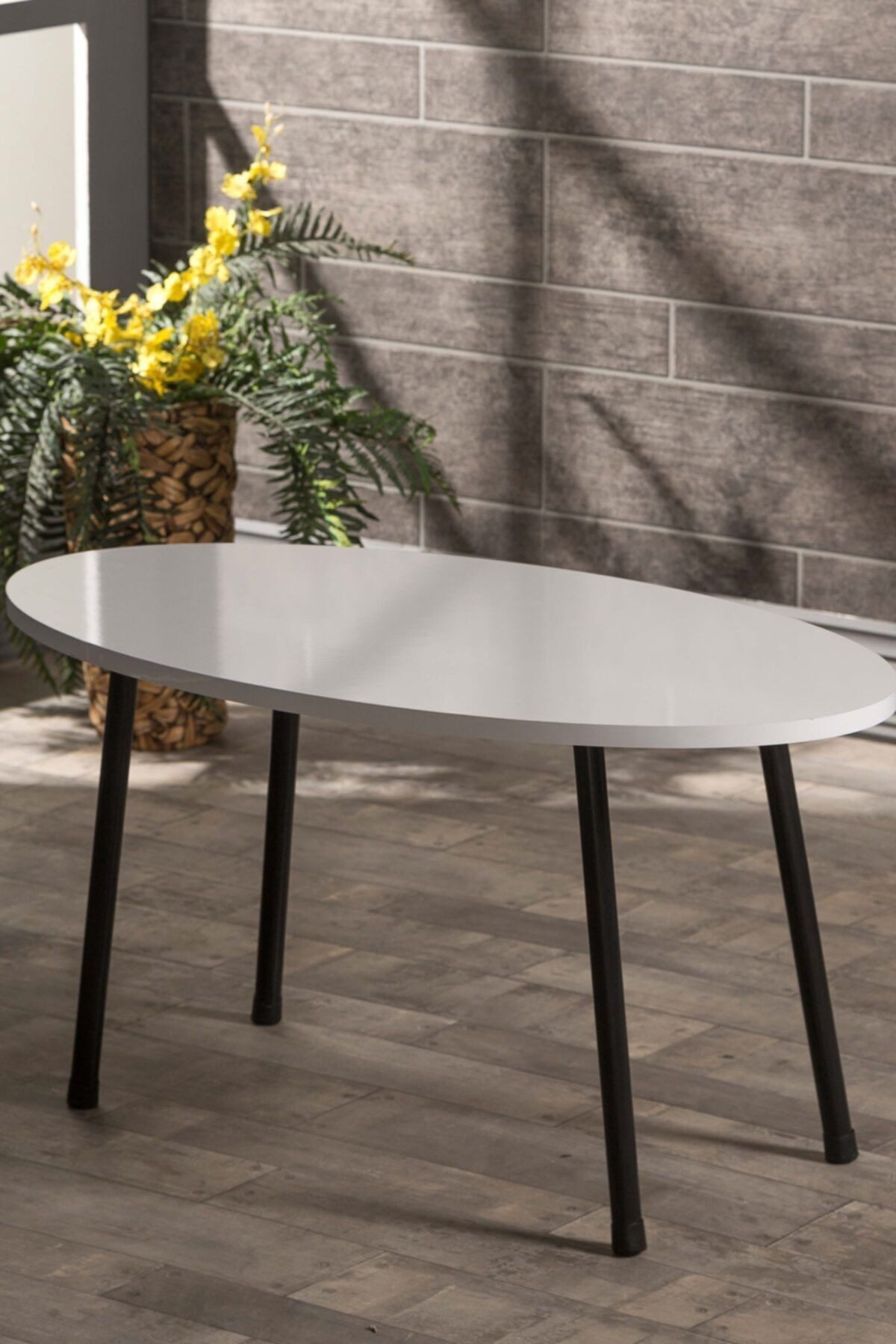 en.casa Couchtisch (1-St), oval, Metallbeine, pflegeleichte Melaminoberfläche 89322086