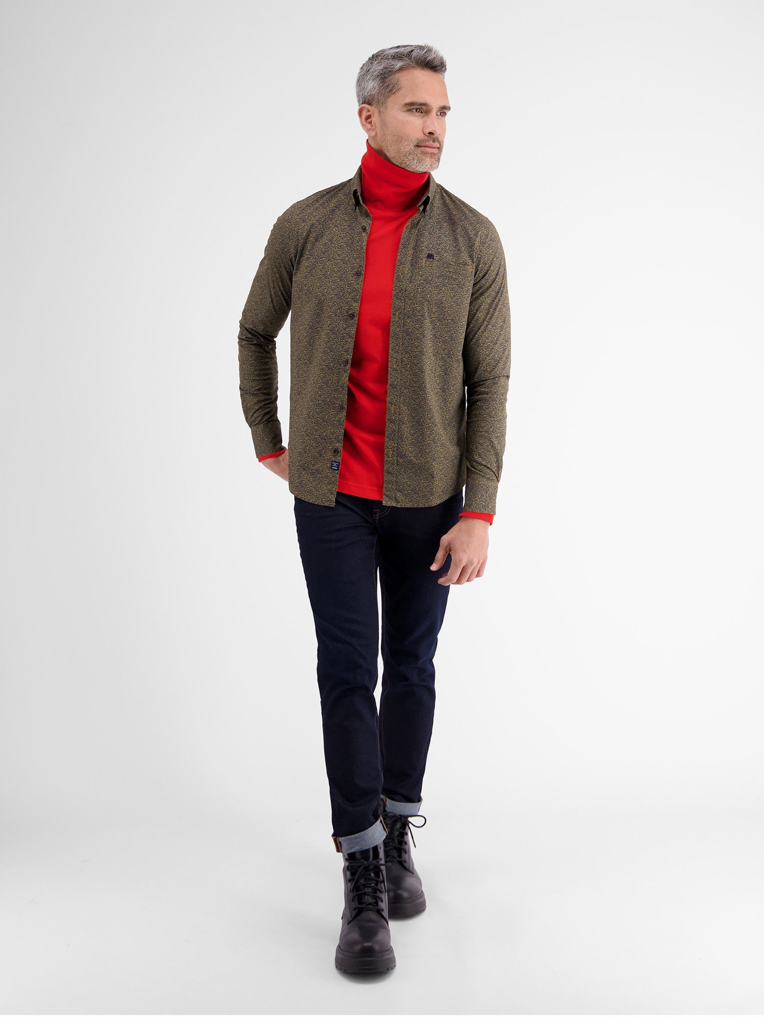 LERROS Langarmhemd LERROS Poplinhemd mit Alloverprint