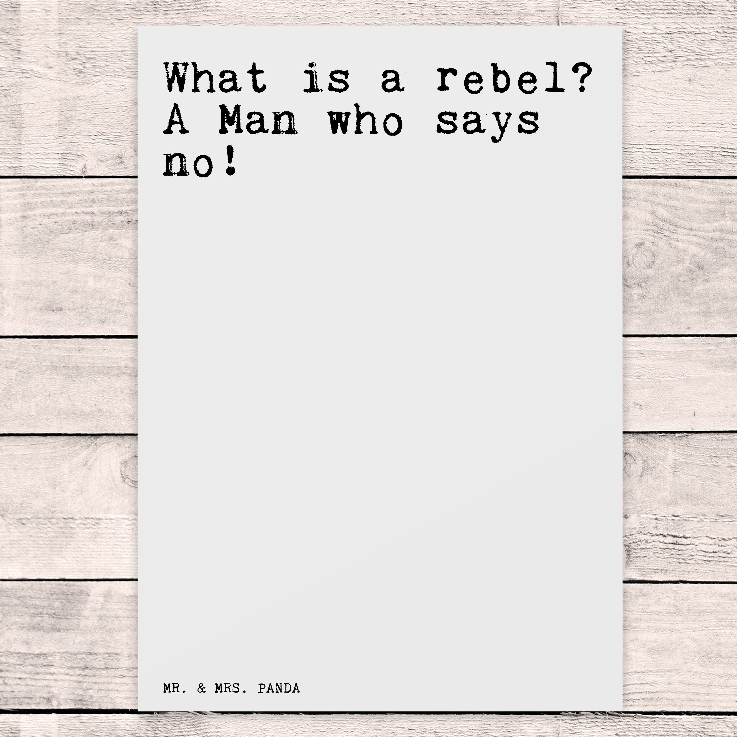 What - Karte, Postkarte Weiß Panda Zitat, a - Einladun & Mrs. is Geschenk, Rebell, rebel?... Mr.