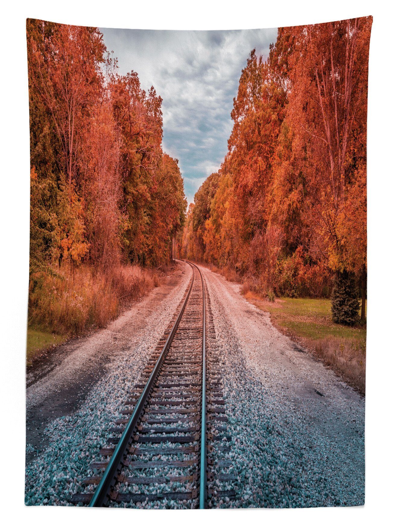 Foto Abakuhaus Klare Herbstliche geeignet Farbfest Für Landschaft Bereich Tischdecke Waschbar Außen den Red Farben, Bäume