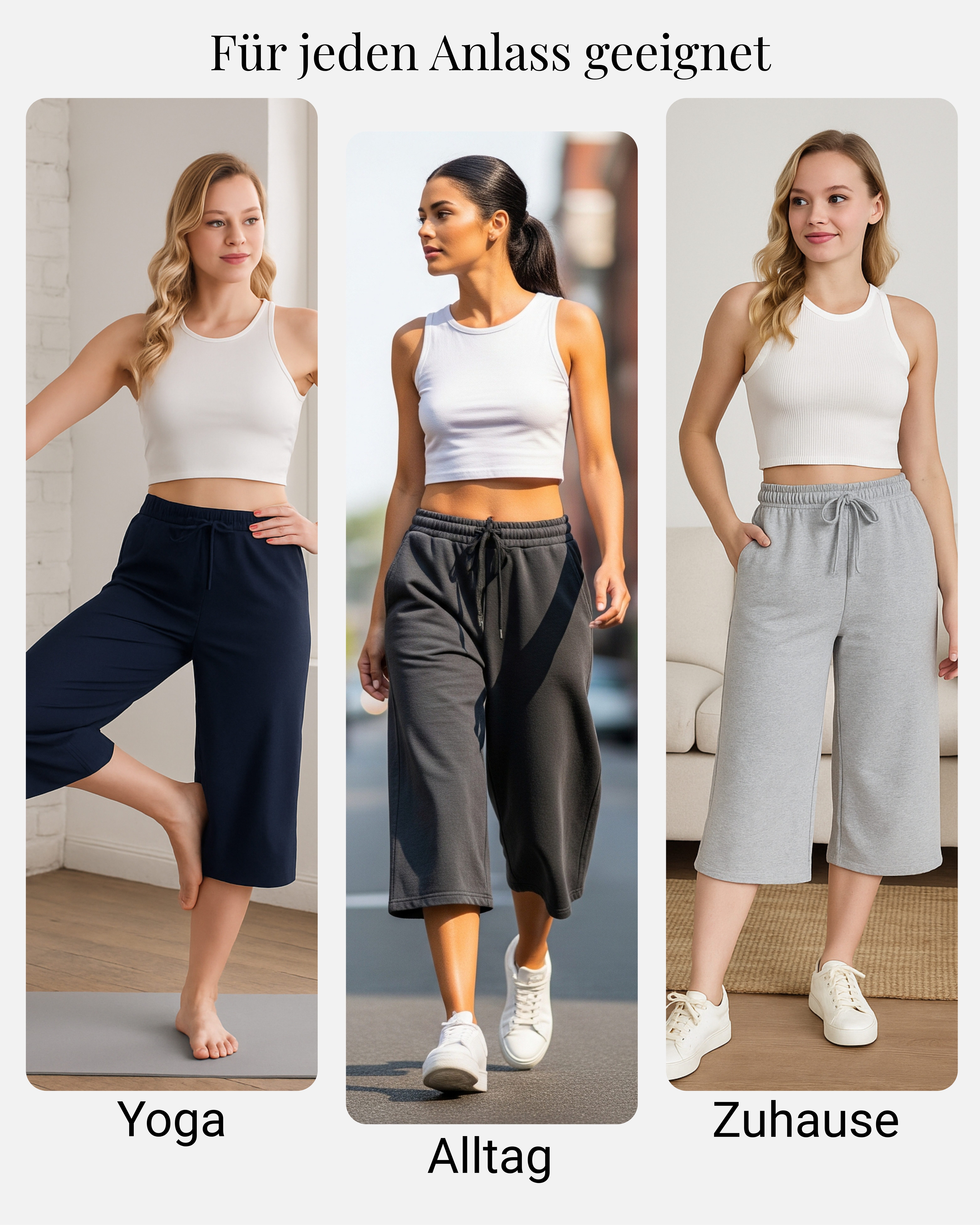 COMEOR 3/4-Hose COMEOR Damen Capri Sweatpants – Bequeme 3/4 Jogginghose – Bild 5 von 5