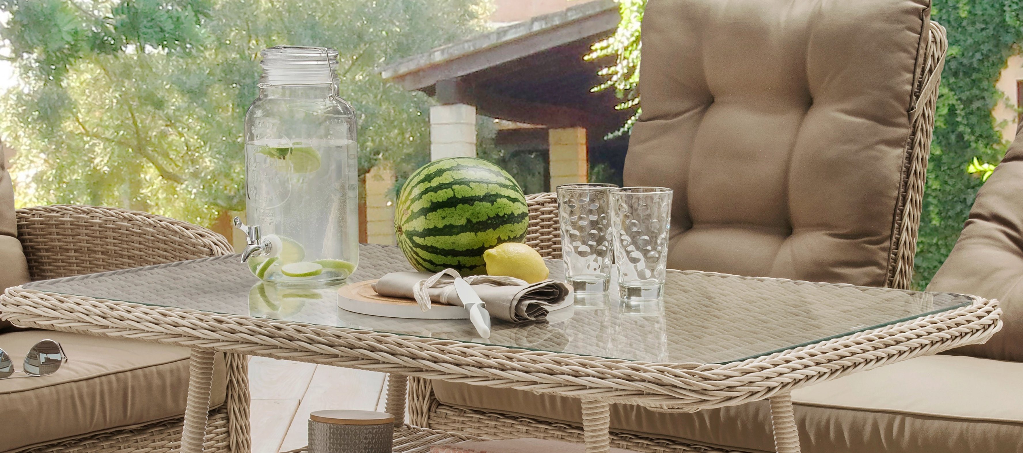 Destiny Gartentisch MERANO, (120x66x77cm), Aluminium, Polyrattan