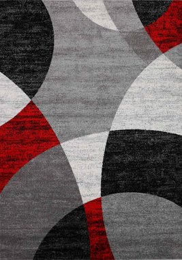 Teppich Kurzflor Rot, Vimoda, Rechteckig, Höhe: 5 mm, Kreis, Muster, Wohnzimmer, Geometrisch, Modern, Schlafzimmer