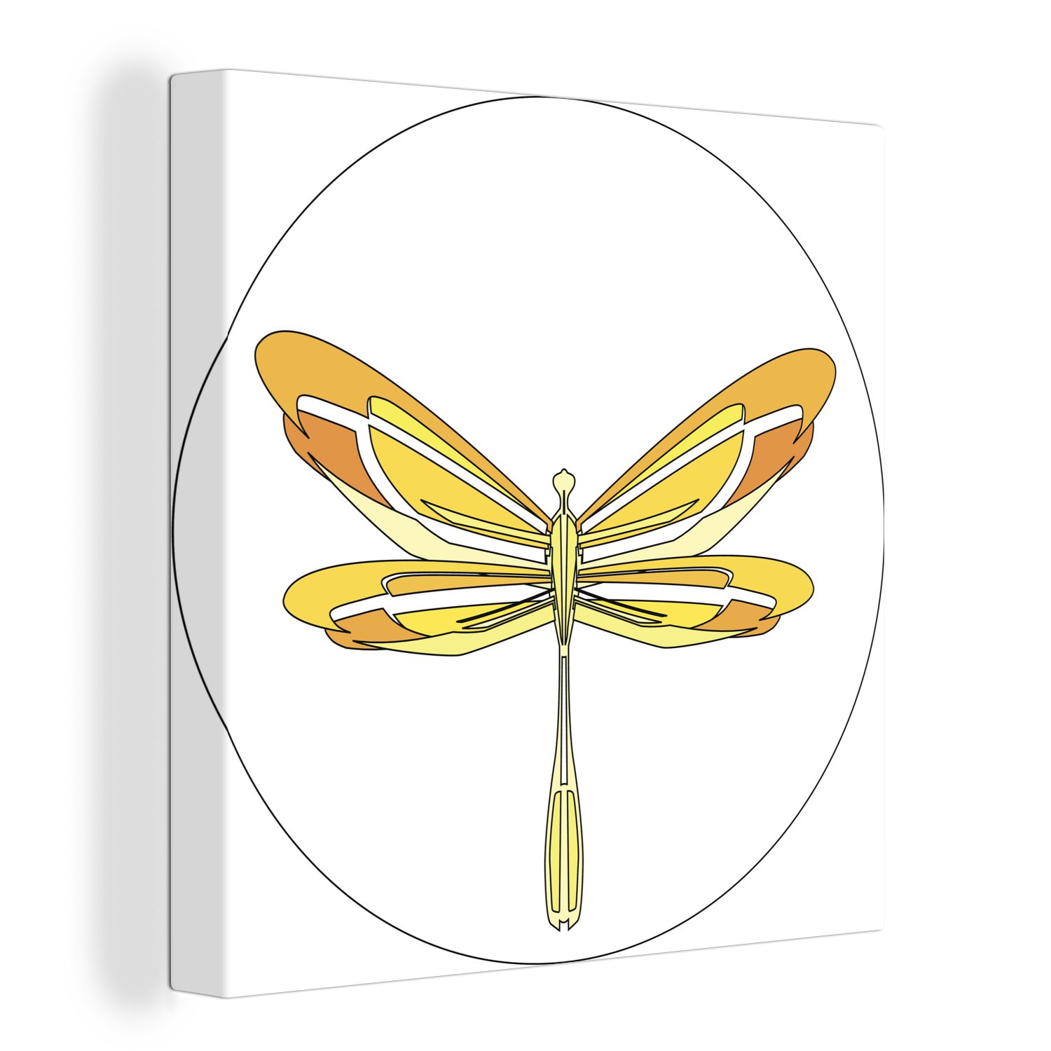 OneMillionCanvasses® Leinwandbild Eine Illustration einer gelben Libelle, (1 St), Leinwand Bilder für Wohnzimmer Schlafzimmer