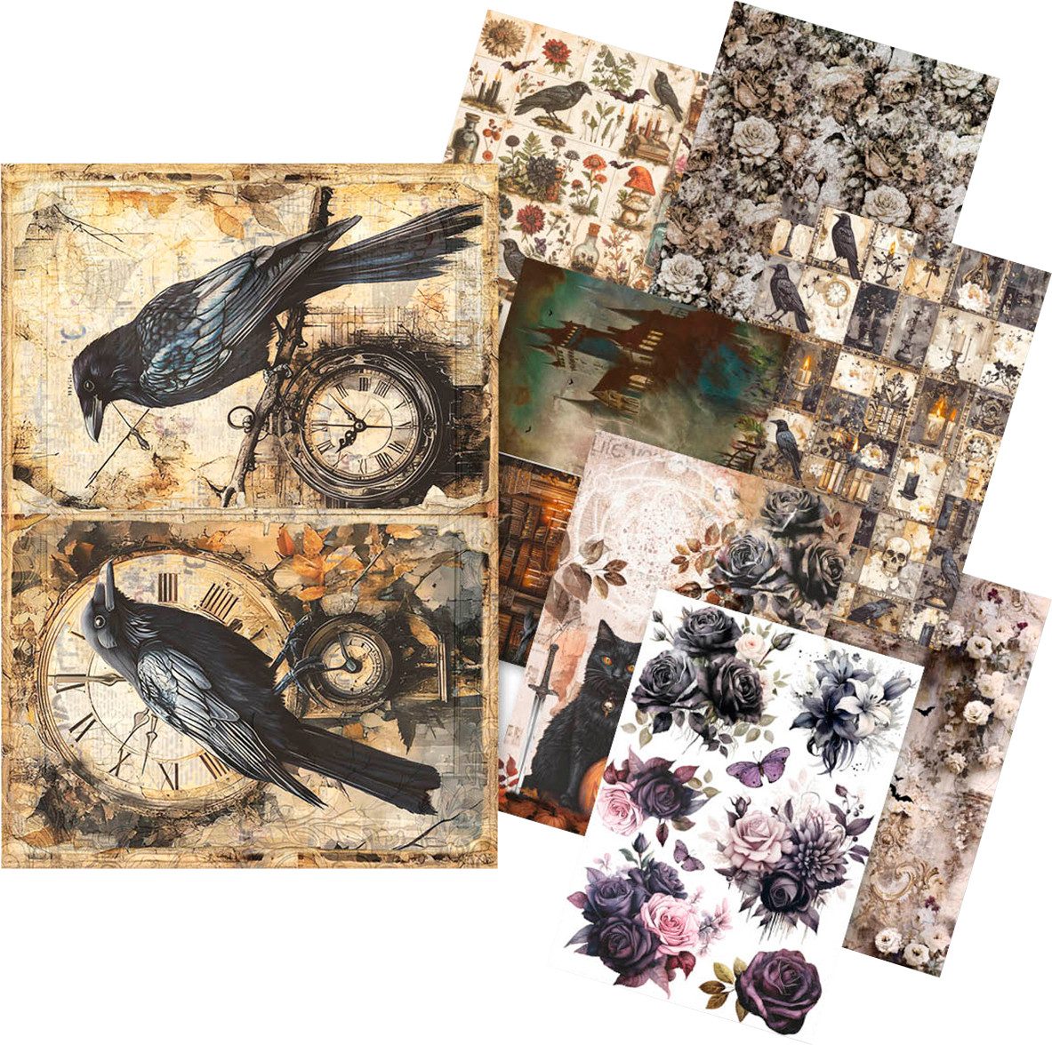 Ciao Bella Seidenpapier Dark Akademia, DIN A5, 8er-Set