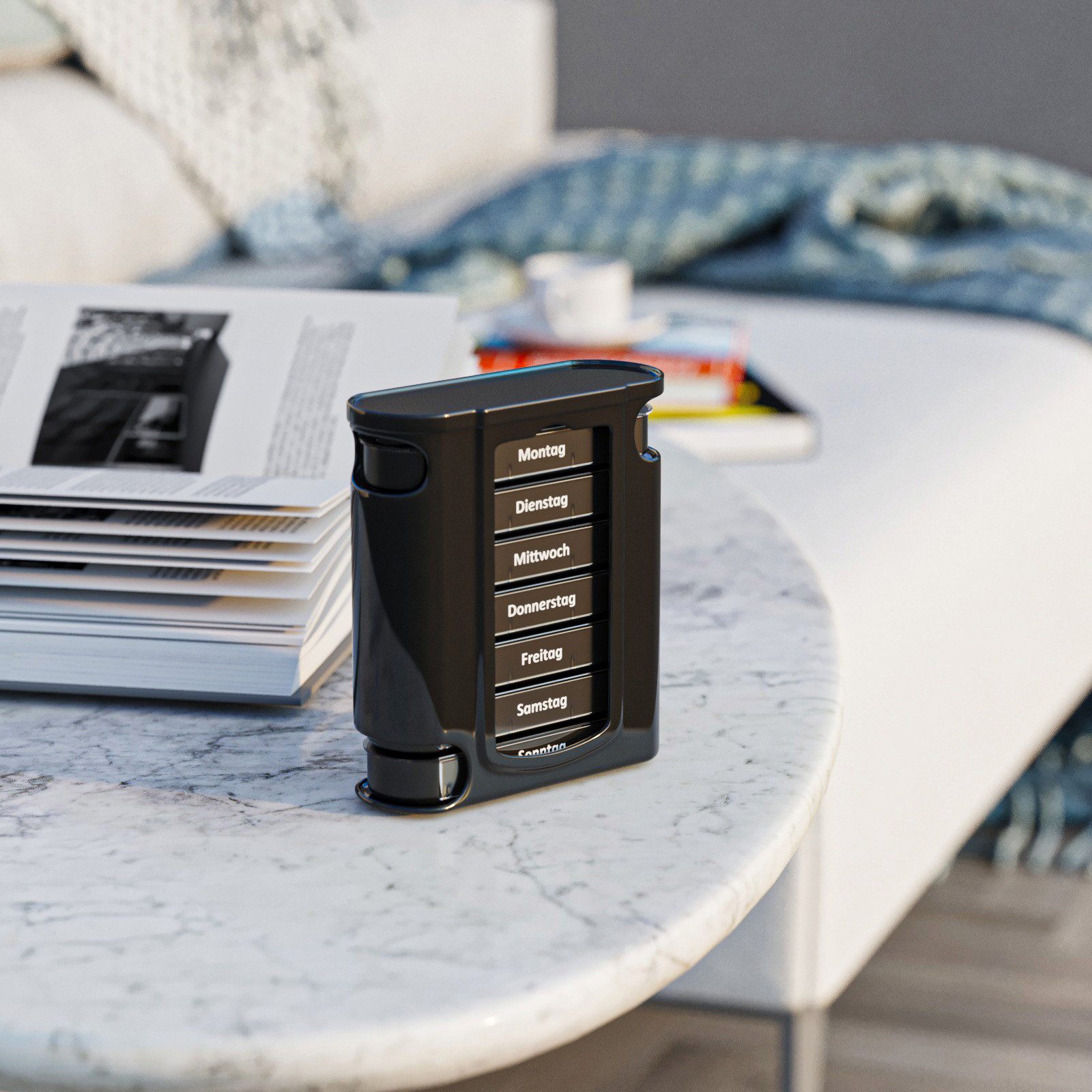 Wellgro Pillendose Tablettenbox für 7 Tage - Mit 4 Fächern pro Tag