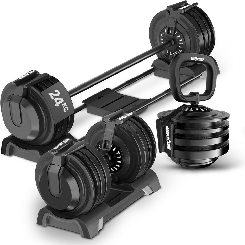 NEOLYMP Kurzhantel Hanteln verstellbar 2-40kg- 8-12 Gewichtsstufen mit Drehgriff-Dumbbell, (Set, Ergonomisch, rutschfest und platzsparend - Hanteln verstellbar)