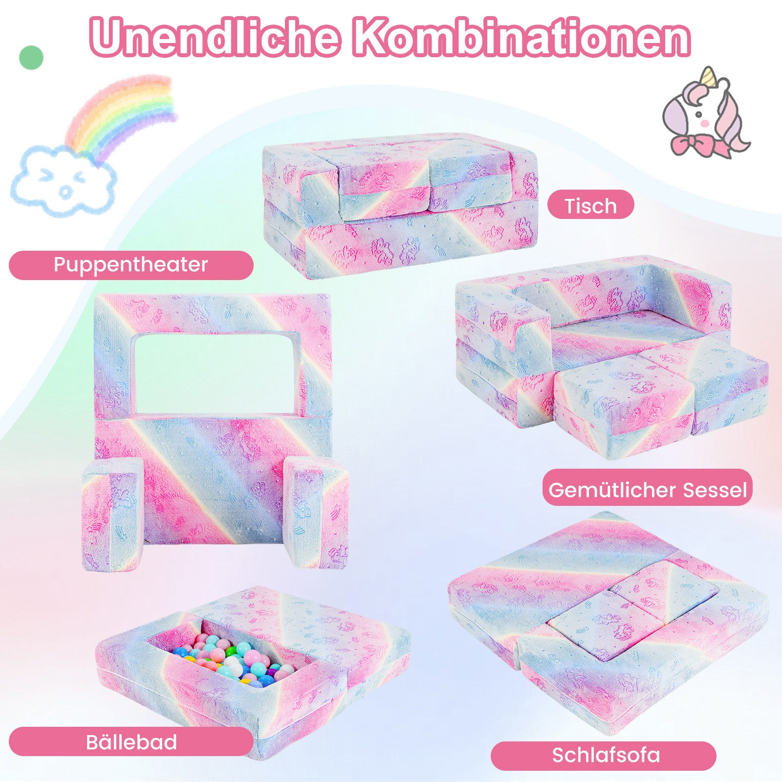 COSTWAY Kindersofa, im Dunkeln leuchtendes Spielsofa, günstig online kaufen