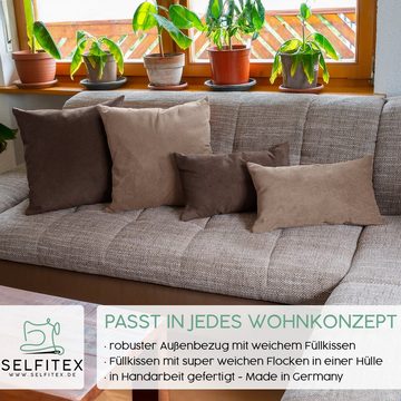 Selfitex Dekokissen 4er Set Cord Kissen 2x 50/50 + 2x 30/50, mit Füllung und Bezug, für Sofa, Couch, Bett oder als Polster jeglicher Art