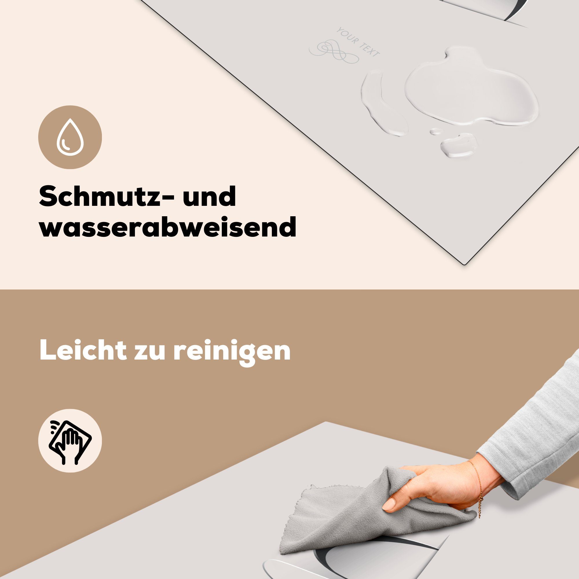 für weißem cm, Löffel küche MuchoWow mit tlg), Besteck leeren Vinyl, (1 Herdblende-/Abdeckplatte 78x78 Arbeitsplatte auf einem Hintergrund, Ceranfeldabdeckung,