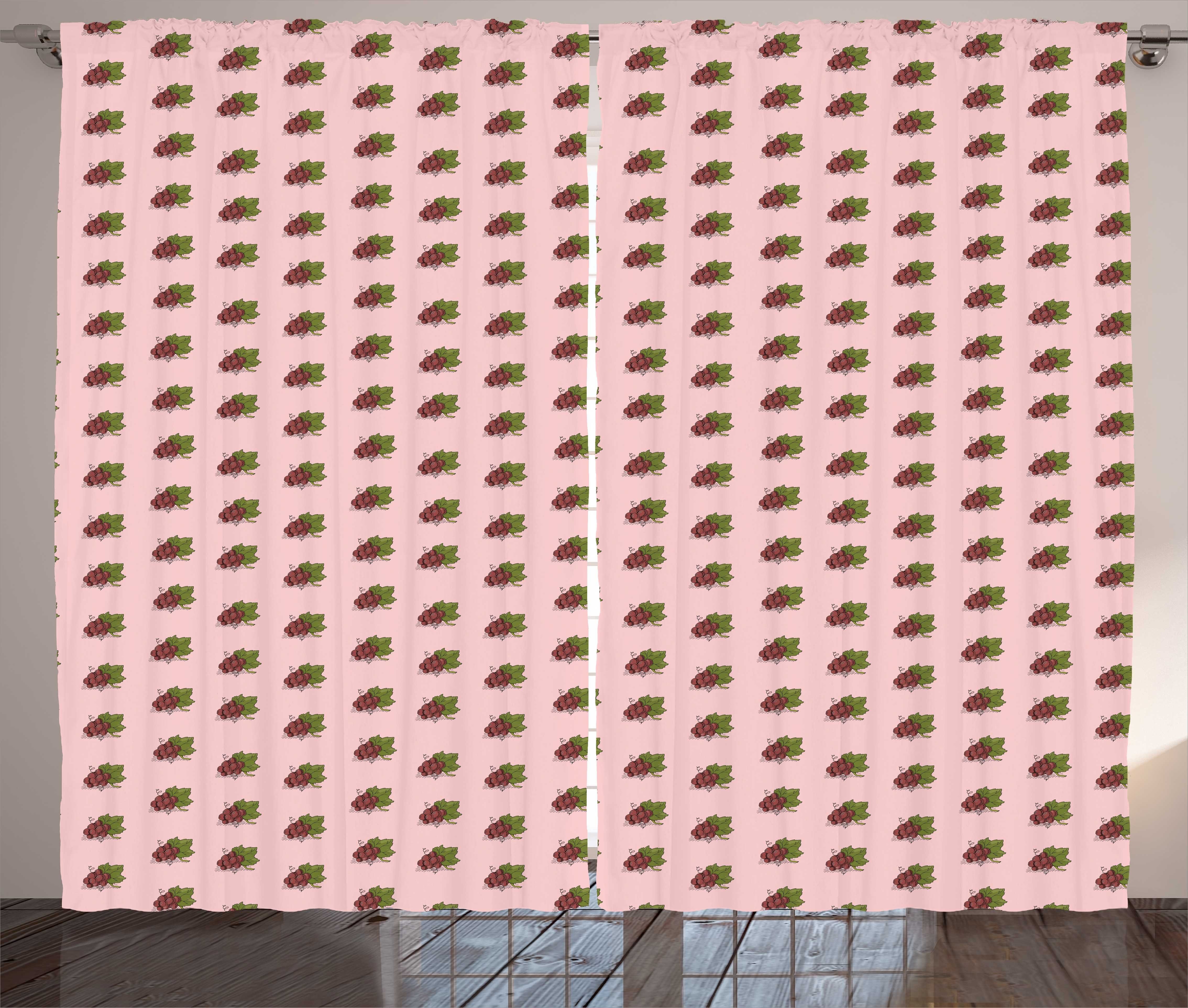 Vorhang Abakuhaus, Gardine Muster mit und Haken, Weintraube Schlafzimmer Handgemalt Kräuselband Schlaufen