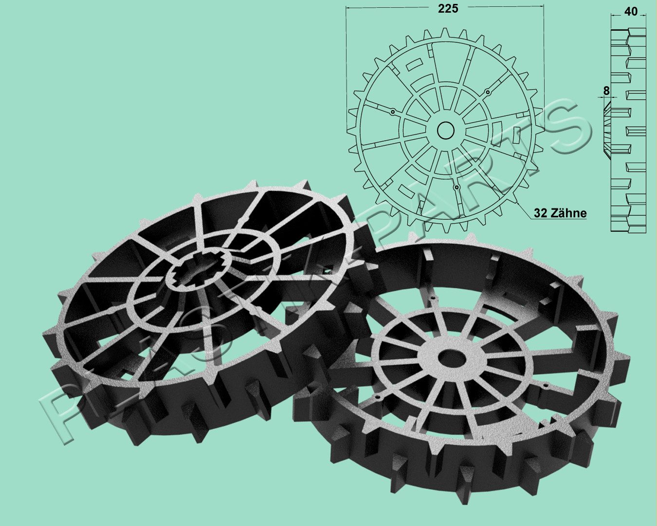 Mähroboter-Rad Antriebsräder 2er Set Offroad WORX Landroid L WR153E WR155E L1500