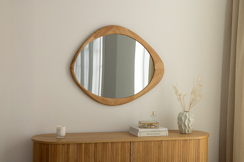 riess-ambiente Wandspiegel ORGANIC 90cm natur – Eichenholz-Design, asymmetrisch, variabel (Einzelartikel, 1-St), Dekoration mit natürlicher Maserung – ideal für Flur oder Schlafzimmer