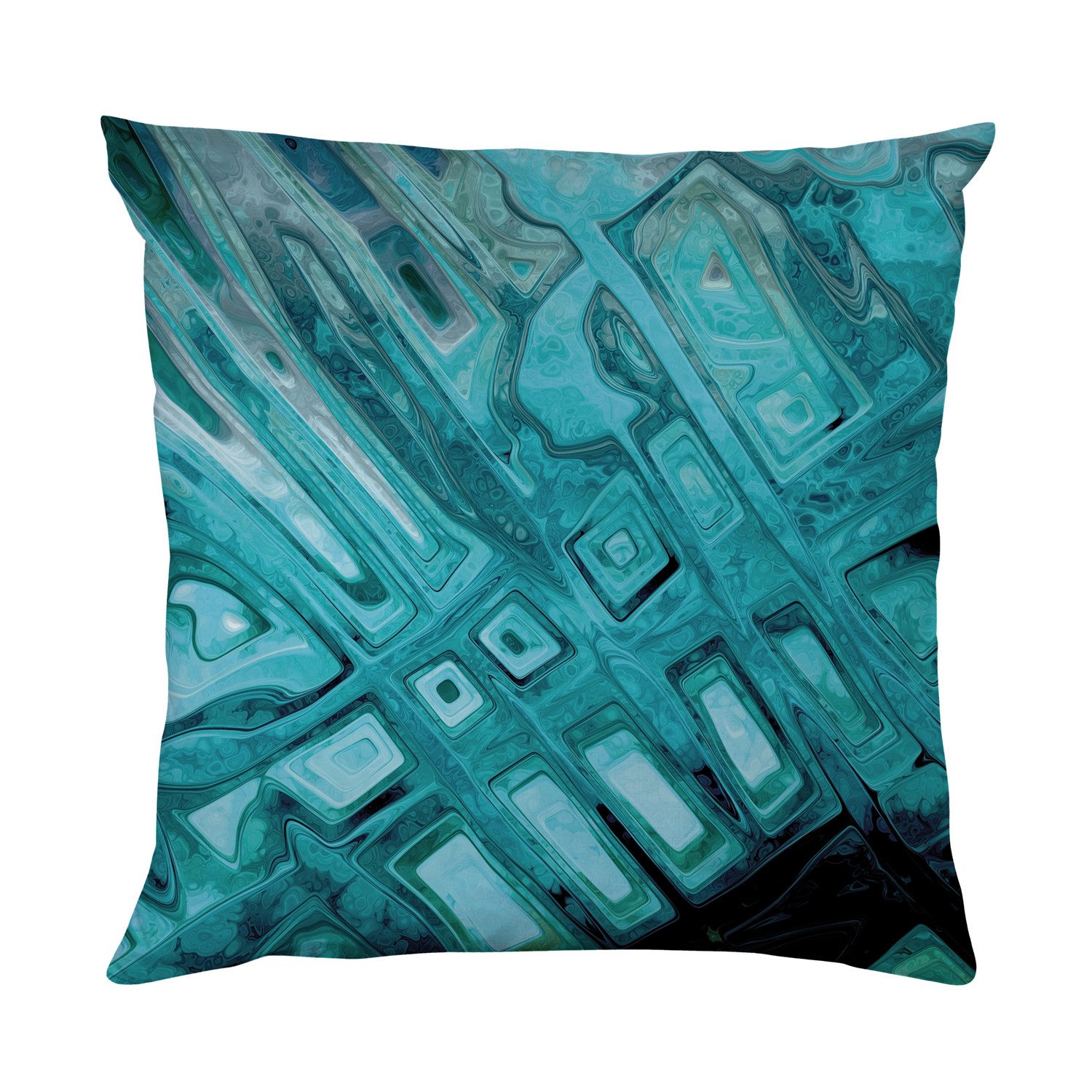 queence Dekokissen Abstraktes Muster türkis, Beidseitig bedruckte Kissenhülle, Kissen 40x40cm, inkl. Reißverschluss