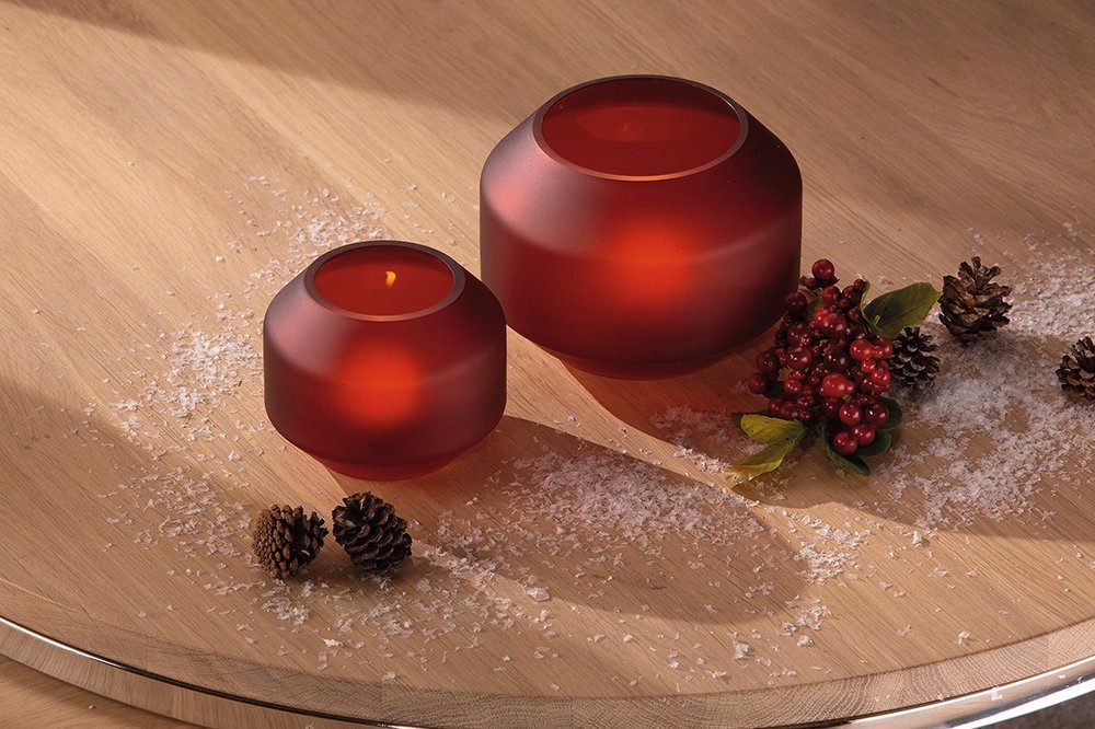EILEEN rot Teelichthalter, FINK matt Fink H.9cm Vase cm - Kerzenständer D.11
