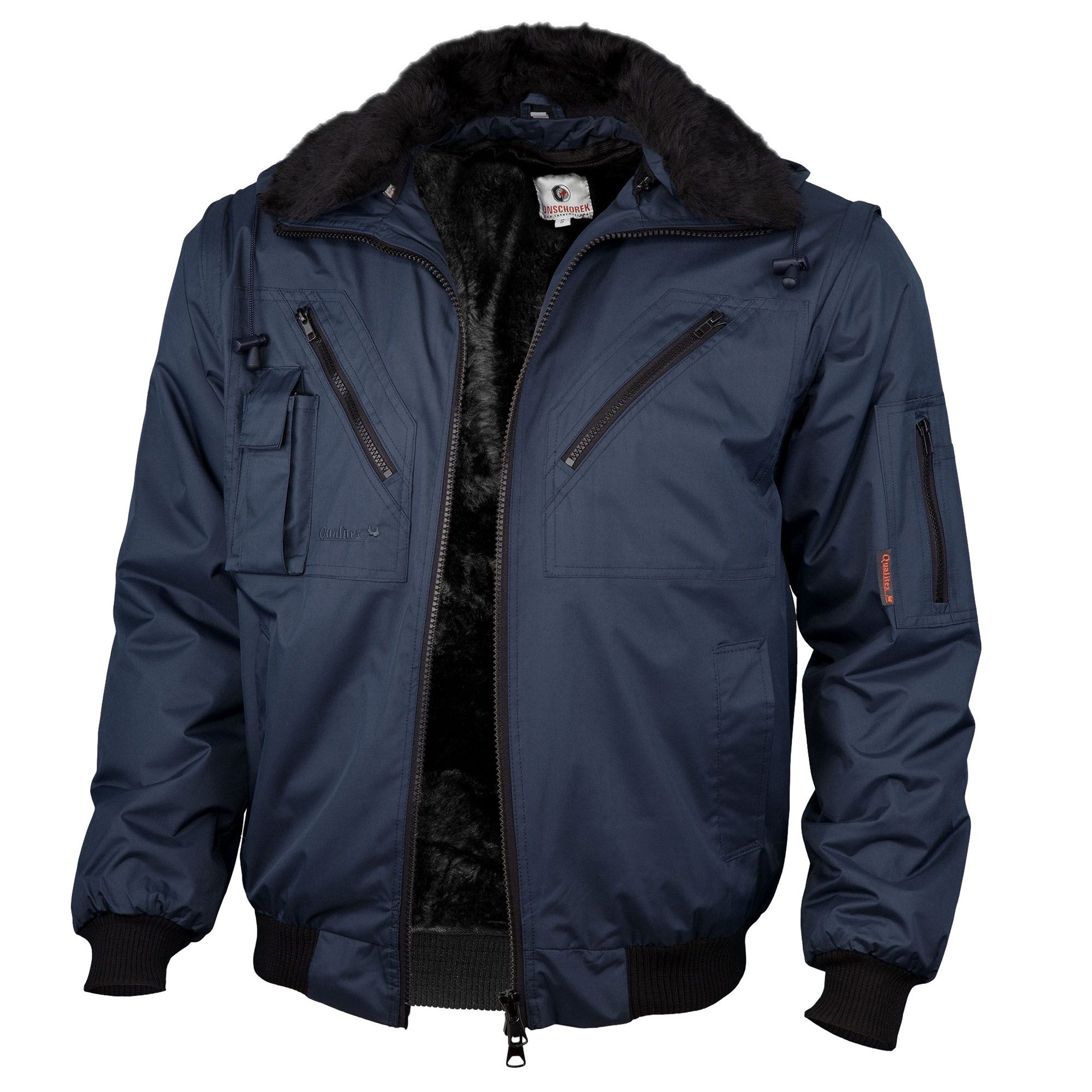 Qualitex Workwear Arbeitsjacke wasserfeste 4-in-1 Arbeitsjacke aus Mischgewebe