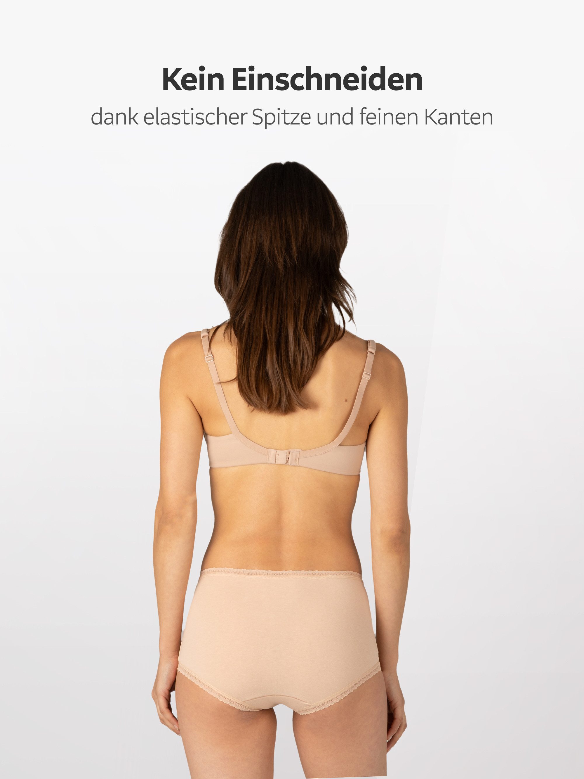 Elsie Taillenslip mit Spitze Unterhosen Damen Hüftslip aus Baumwolle mit Stretch (Packung, 5-St., 5er-Pack) unsichtbar unter deiner Kleidung - Hohe Taille Slip Damen