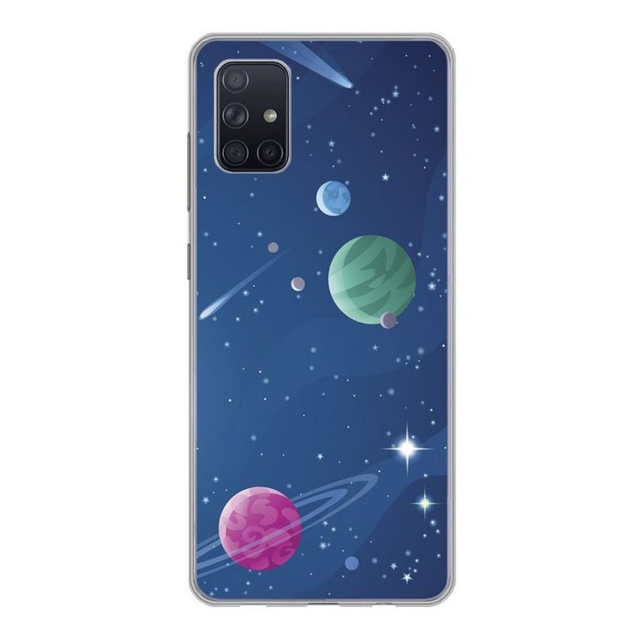 MuchoWow Handyhülle Eine Illustration des mit Planeten gefüllten Weltraums Phone Case Handyhülle Samsung Galaxy A71 Silikon Schutzhülle