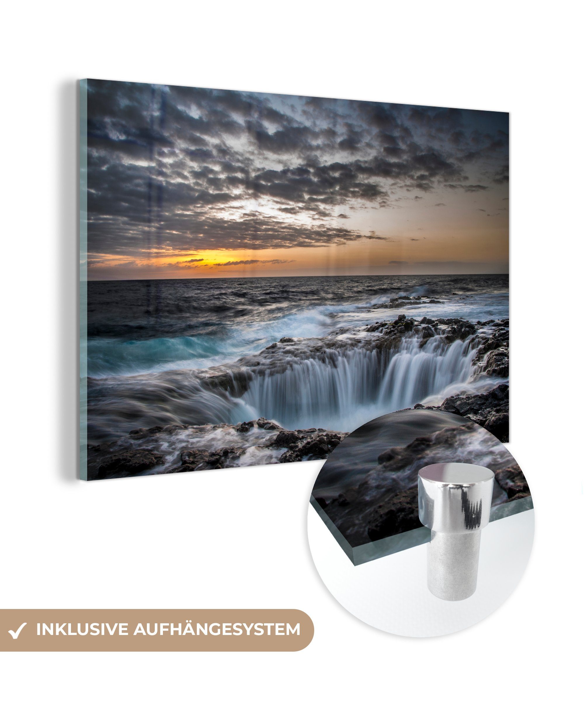 MuchoWow Acrylglasbild Spanien - Wasserfall - Wolke, (1 St), Acrylglasbilder Wohnzimmer & Schlafzimmer