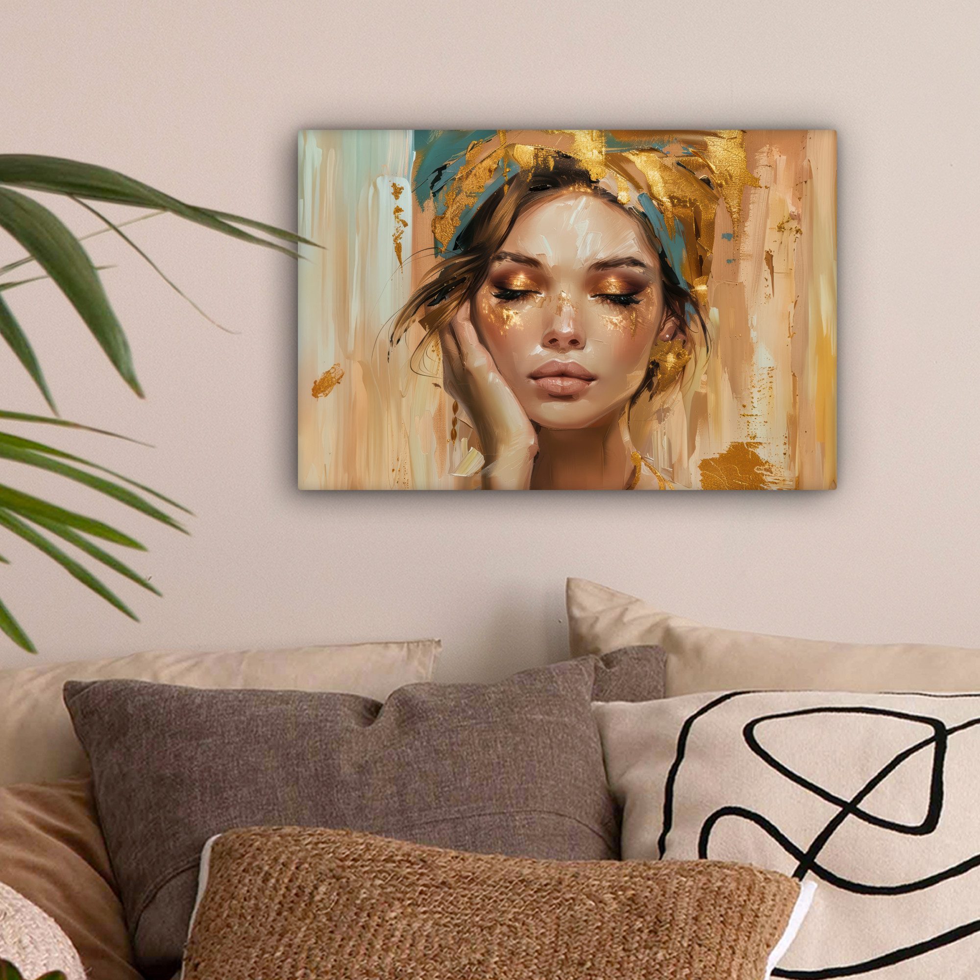 OneMillionCanvasses® Leinwandbild Frauen - Porträt - Luxus - Gold, Fotodruc günstig online kaufen