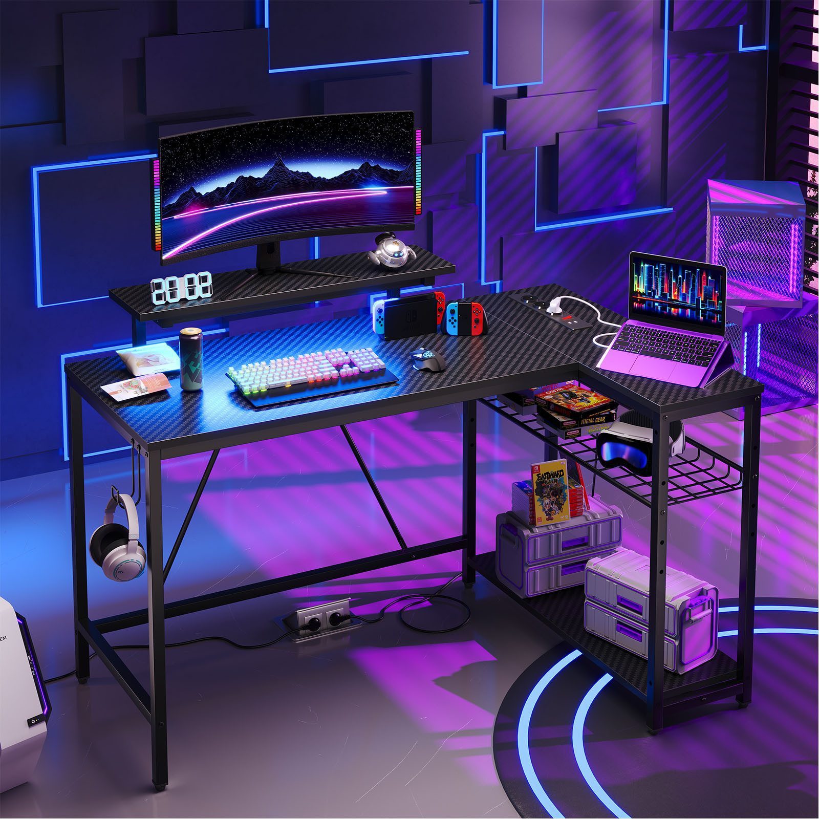 Bestier Gamingtisch L-förmiger Gaming Schreibtisch, 122x82cm Schreibtisch m günstig online kaufen