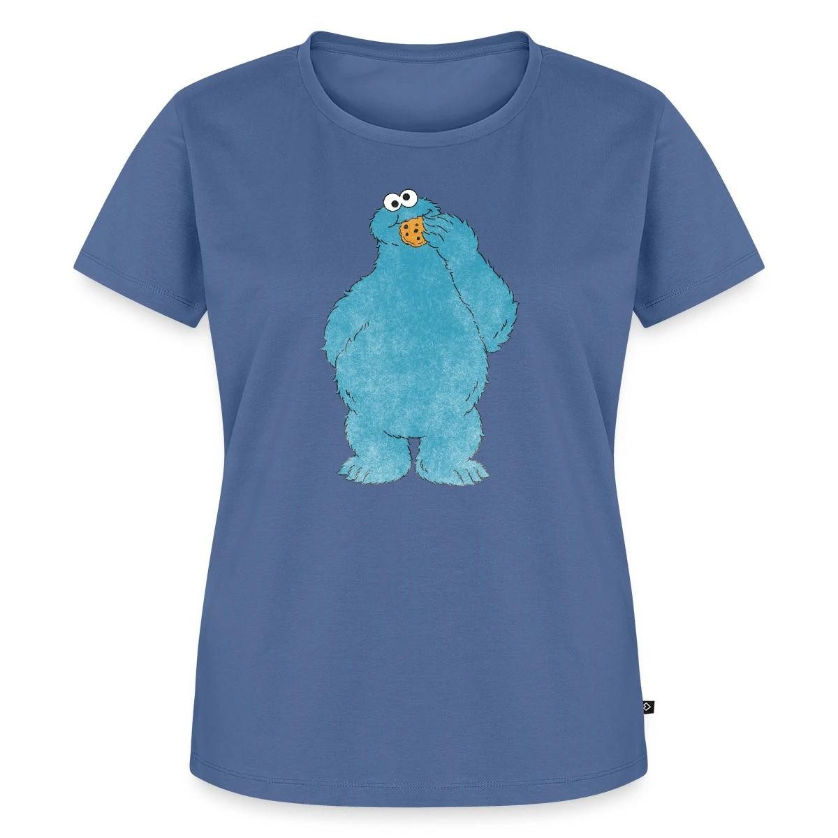 Spreadshirt T-Shirt Sesamstraße Krümelmonster Naschen Frauen Premium T-Shirt (1-tlg) Fällt klein aus. Wir empfehlen, eine Größe größer zu bestellen.
